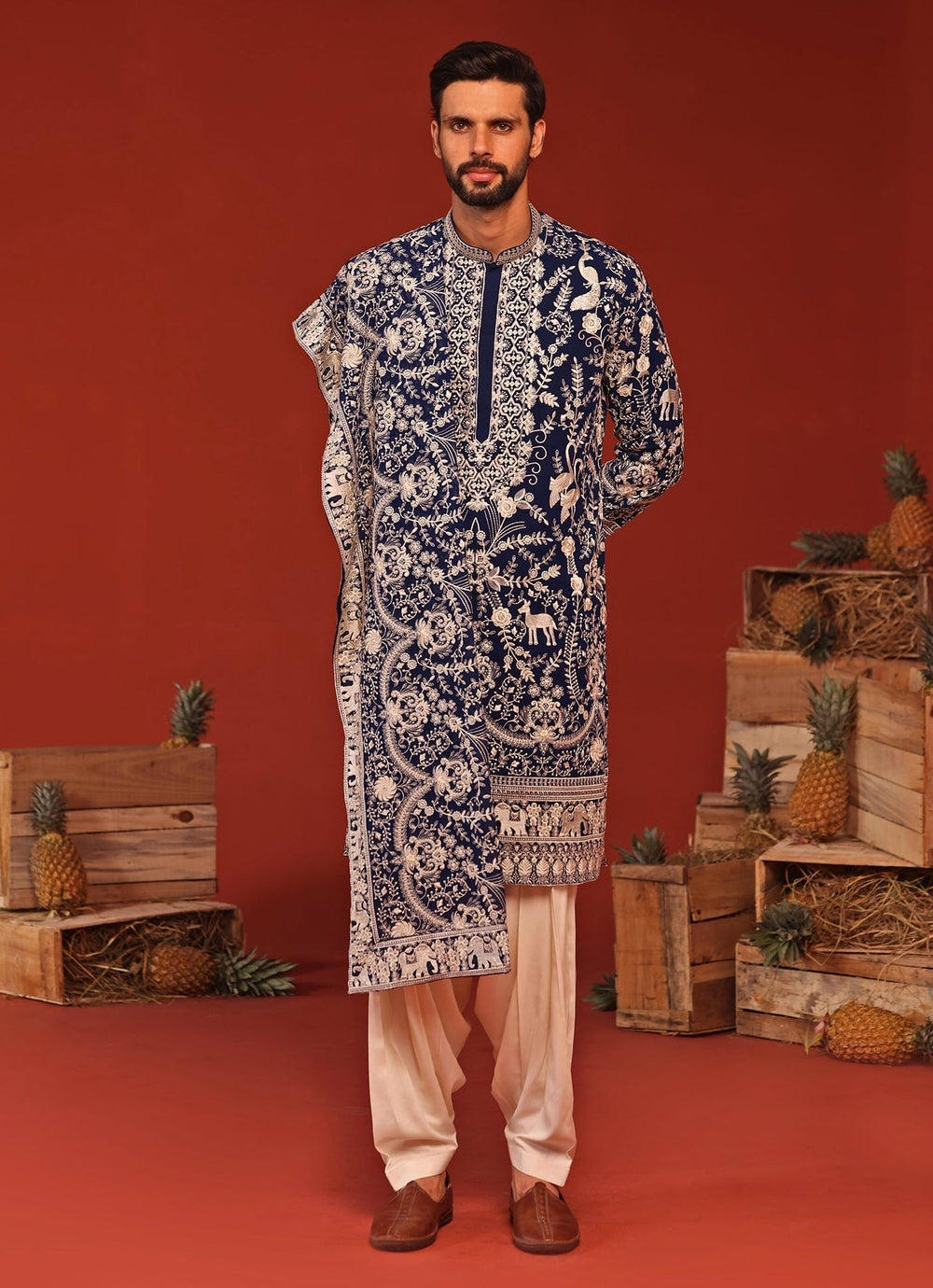 Royal Blue Embroidered Kurta Patiala Pant Set Kalpraag - Fabilicious Fashion