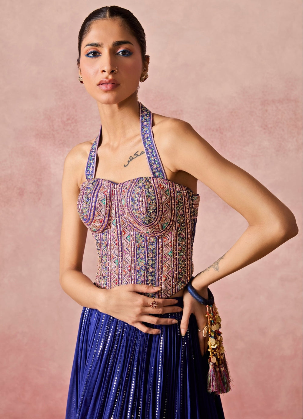 Chamee And Palak Royal Blue Georgette Corset Lehenga SetFabilicious Fashion