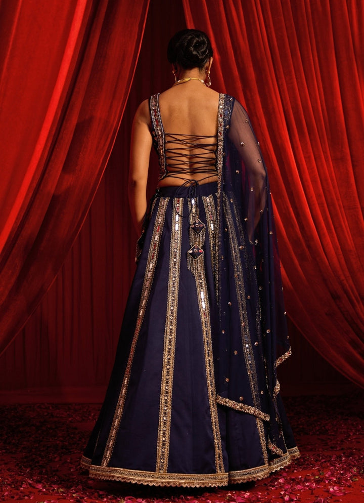 Nidhika Shekhar Royal Blue Georgette Lehenga With CorsetFabilicious Fashion