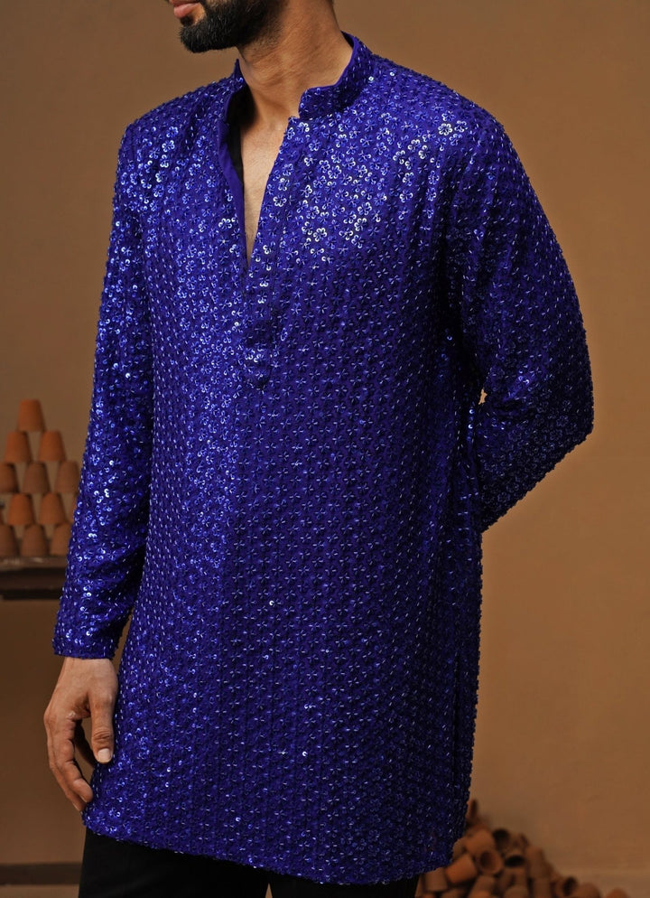 Kalpraag Royal Blue Georgette Short Kurta SetFabilicious Fashion