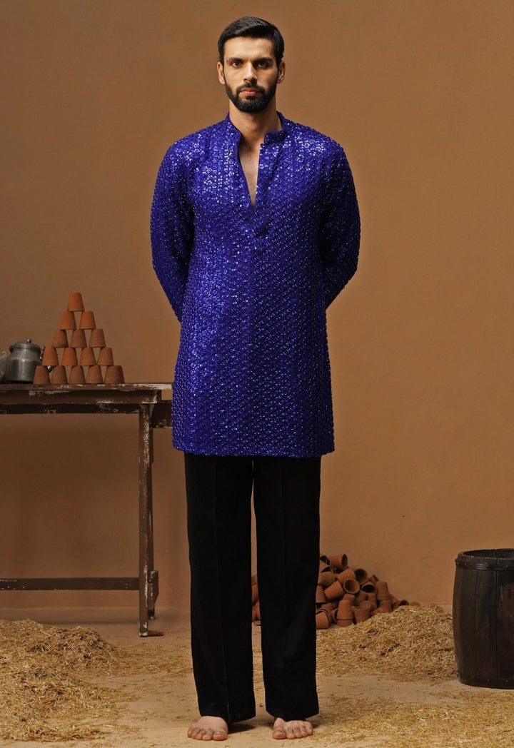 Kalpraag Royal Blue Georgette Short Kurta SetFabilicious Fashion
