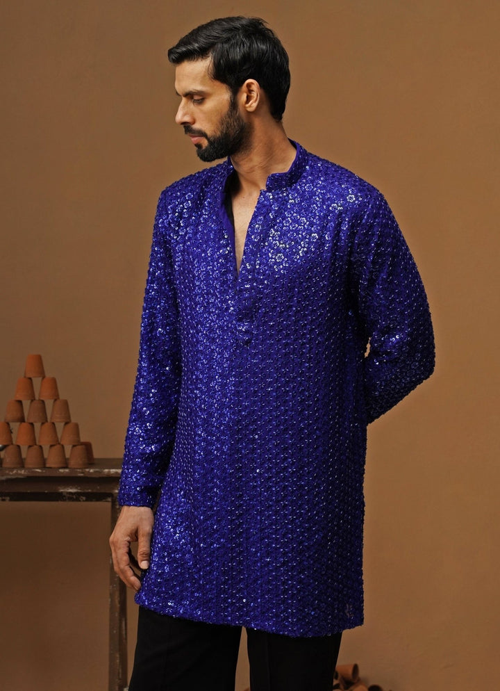 Kalpraag Royal Blue Georgette Short Kurta SetFabilicious Fashion