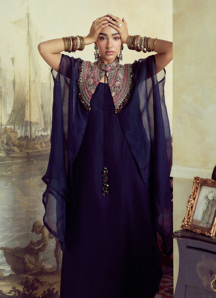 Prisho Royal Blue Organza Cape SetFabilicious Fashion