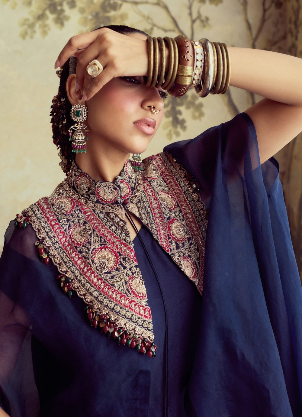 Prisho Royal Blue Organza Cape SetFabilicious Fashion