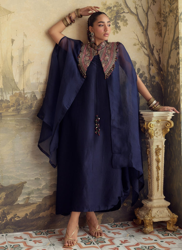 Prisho Royal Blue Organza Cape SetFabilicious Fashion