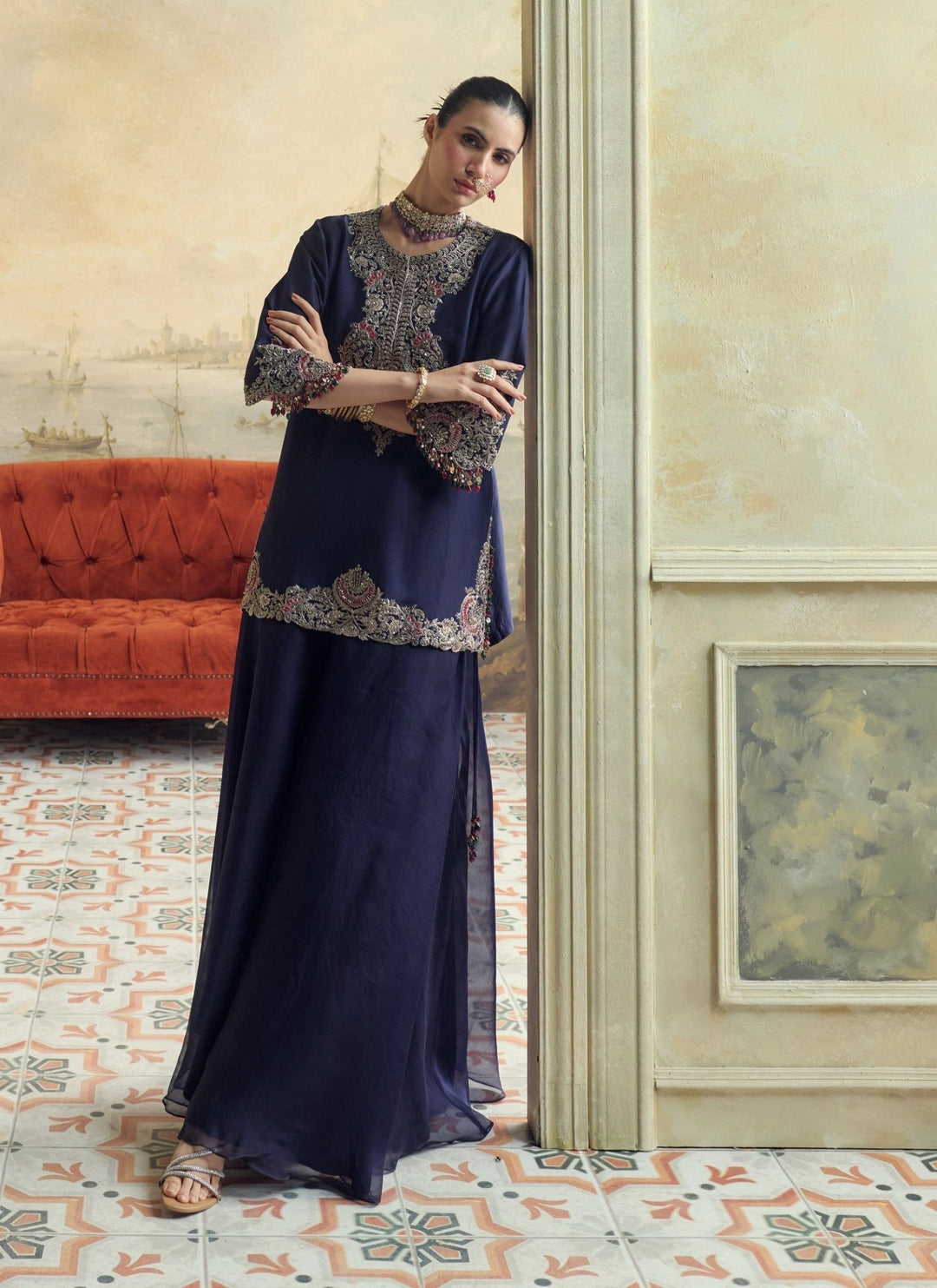 Prisho Royal Blue Organza Kurta Sharara SetFabilicious Fashion