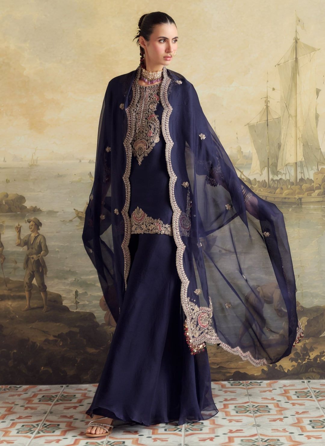 Prisho Royal Blue Organza Kurta Sharara SetFabilicious Fashion
