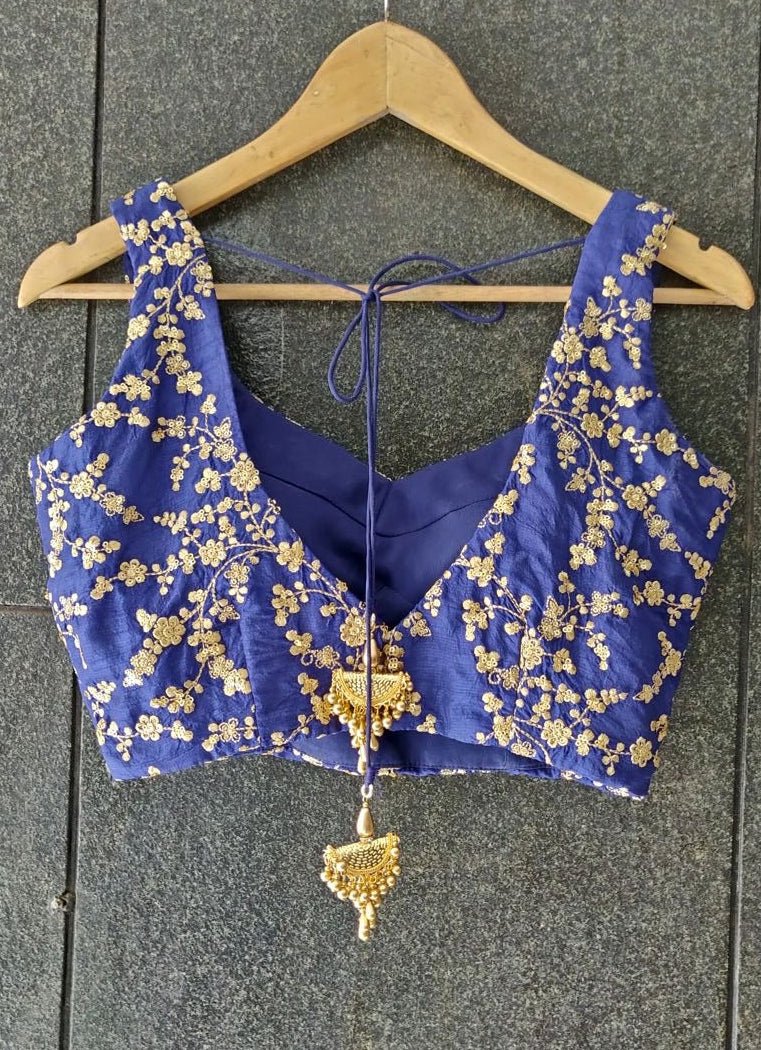 Royal Blue Ruffle Lehenga Set With Blue Sequins Blouse Priti Sahni - Fabilicious Fashion