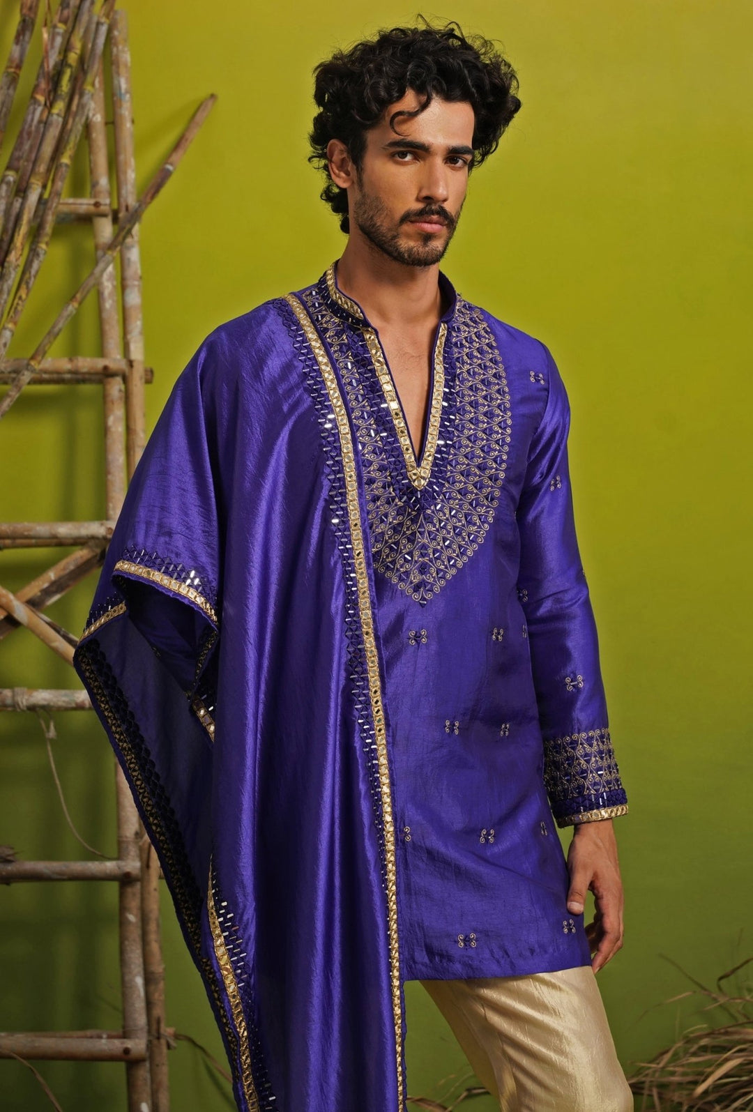 Kalpraag Royal Blue Silk Mirror Kurta Set with DupattaFabilicious Fashion
