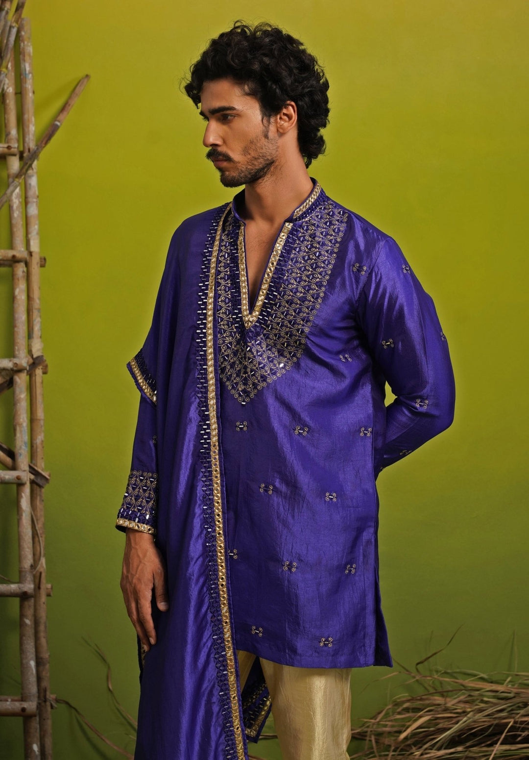 Kalpraag Royal Blue Silk Mirror Kurta Set with DupattaFabilicious Fashion