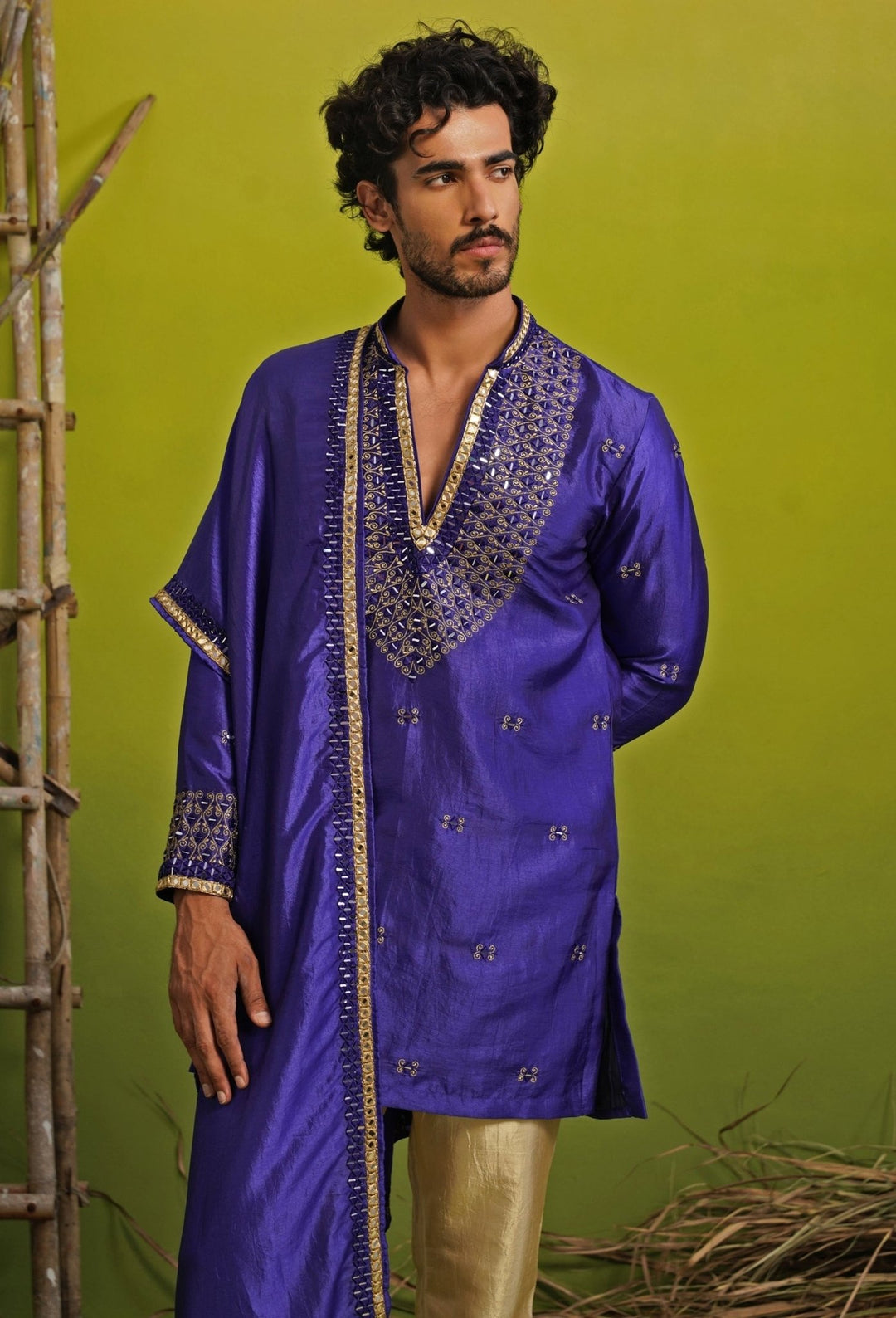 Kalpraag Royal Blue Silk Mirror Kurta Set with DupattaFabilicious Fashion