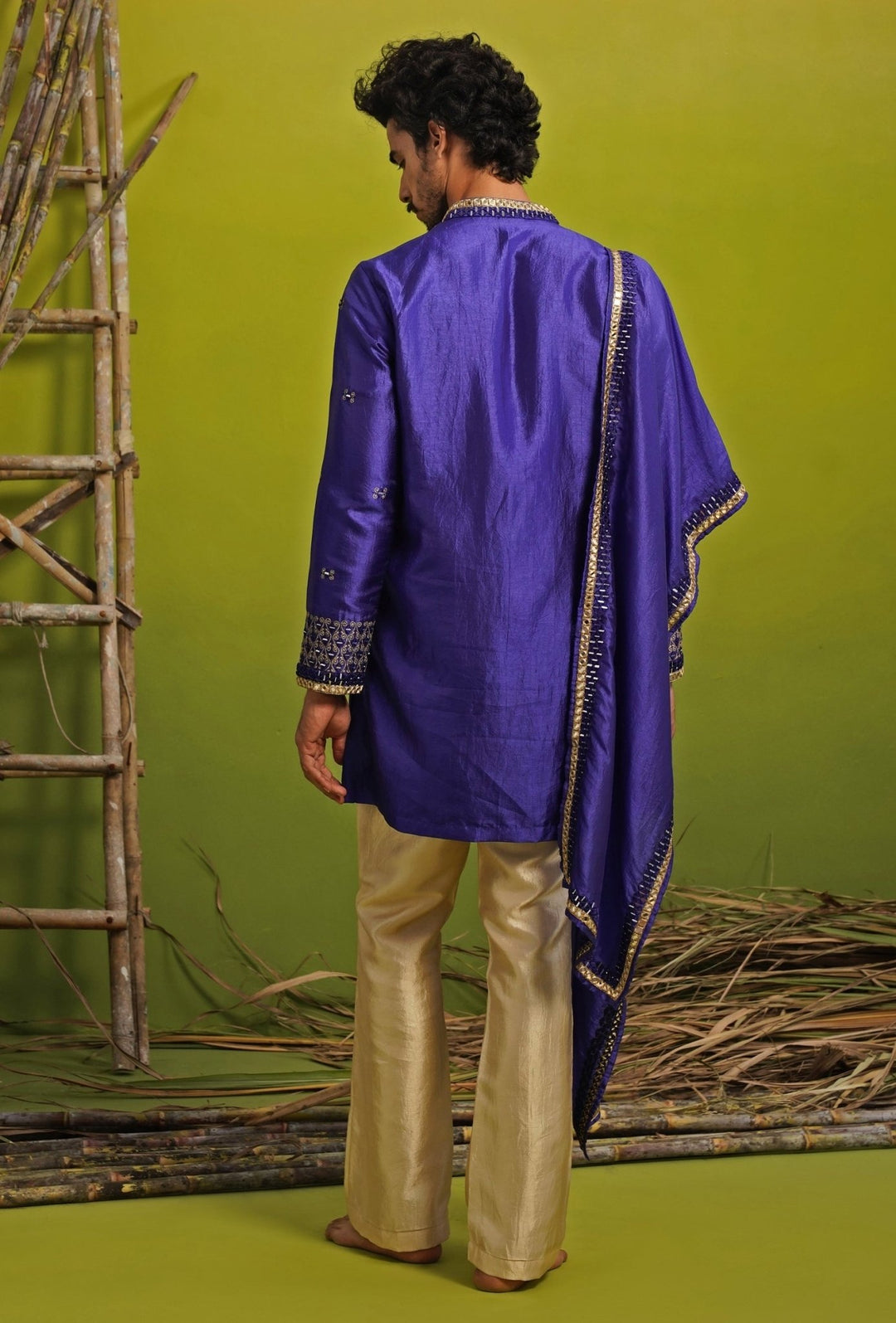 Kalpraag Royal Blue Silk Mirror Kurta Set with DupattaFabilicious Fashion