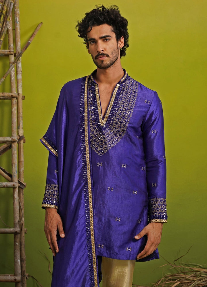 Kalpraag Royal Blue Silk Mirror Kurta Set with DupattaFabilicious Fashion