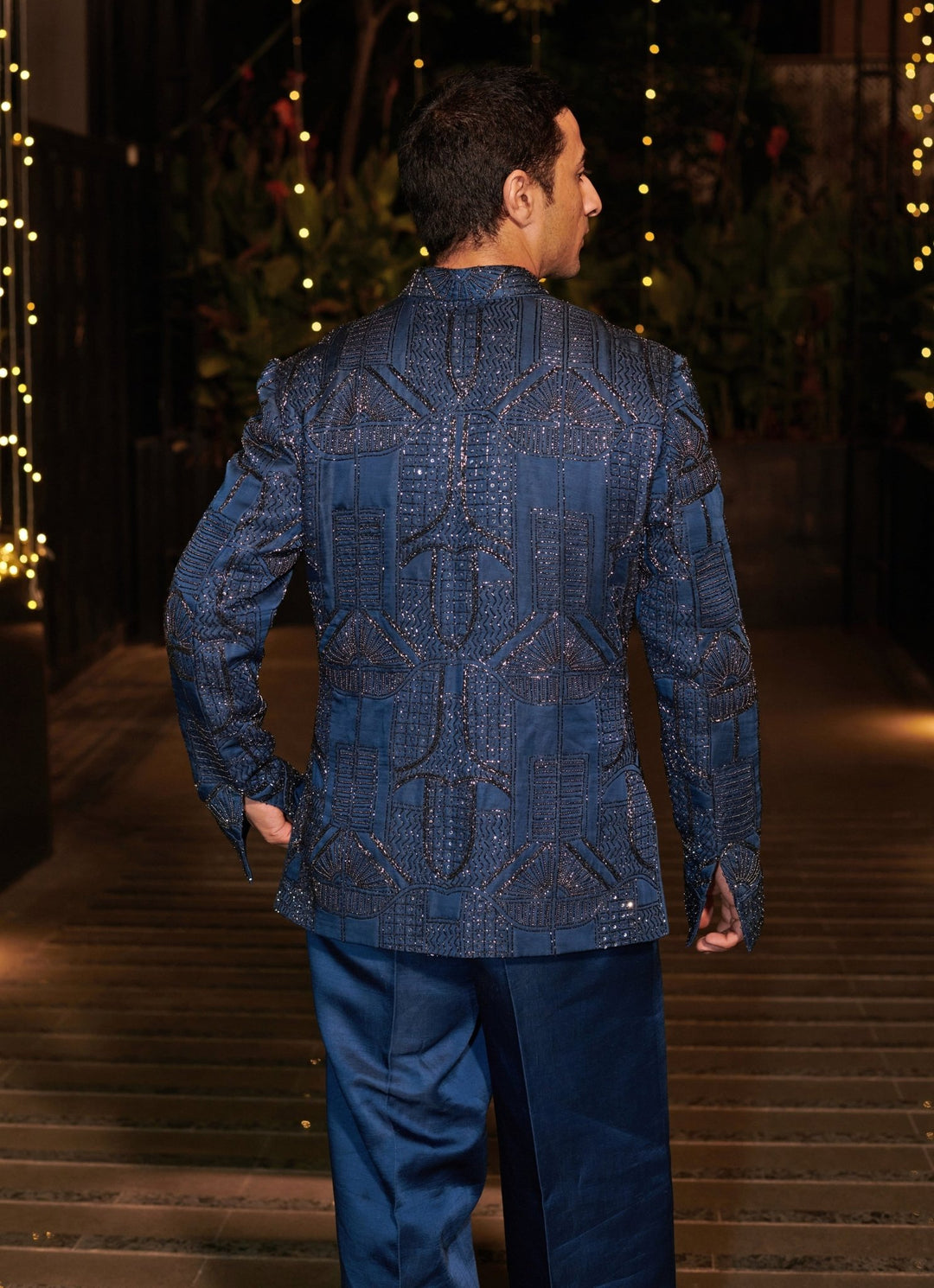 Royal Blue Silk Short Jacket Set Jigar and Nikita - Fabilicious Fashion