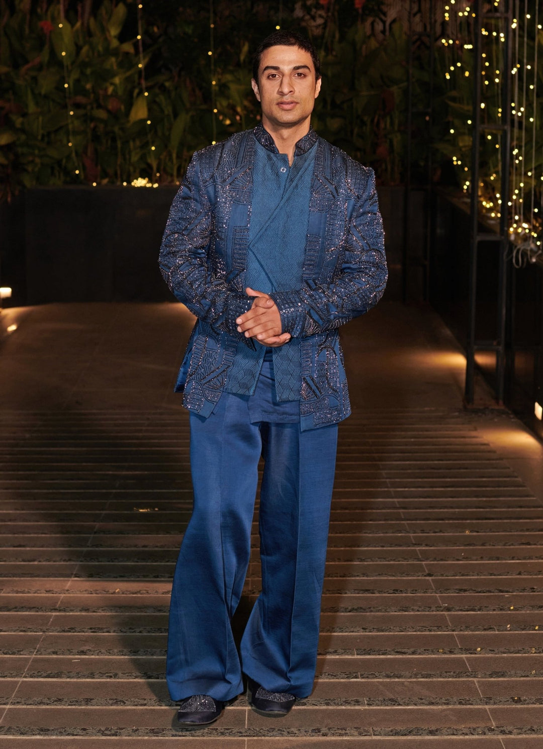Royal Blue Silk Short Jacket Set Jigar and Nikita - Fabilicious Fashion