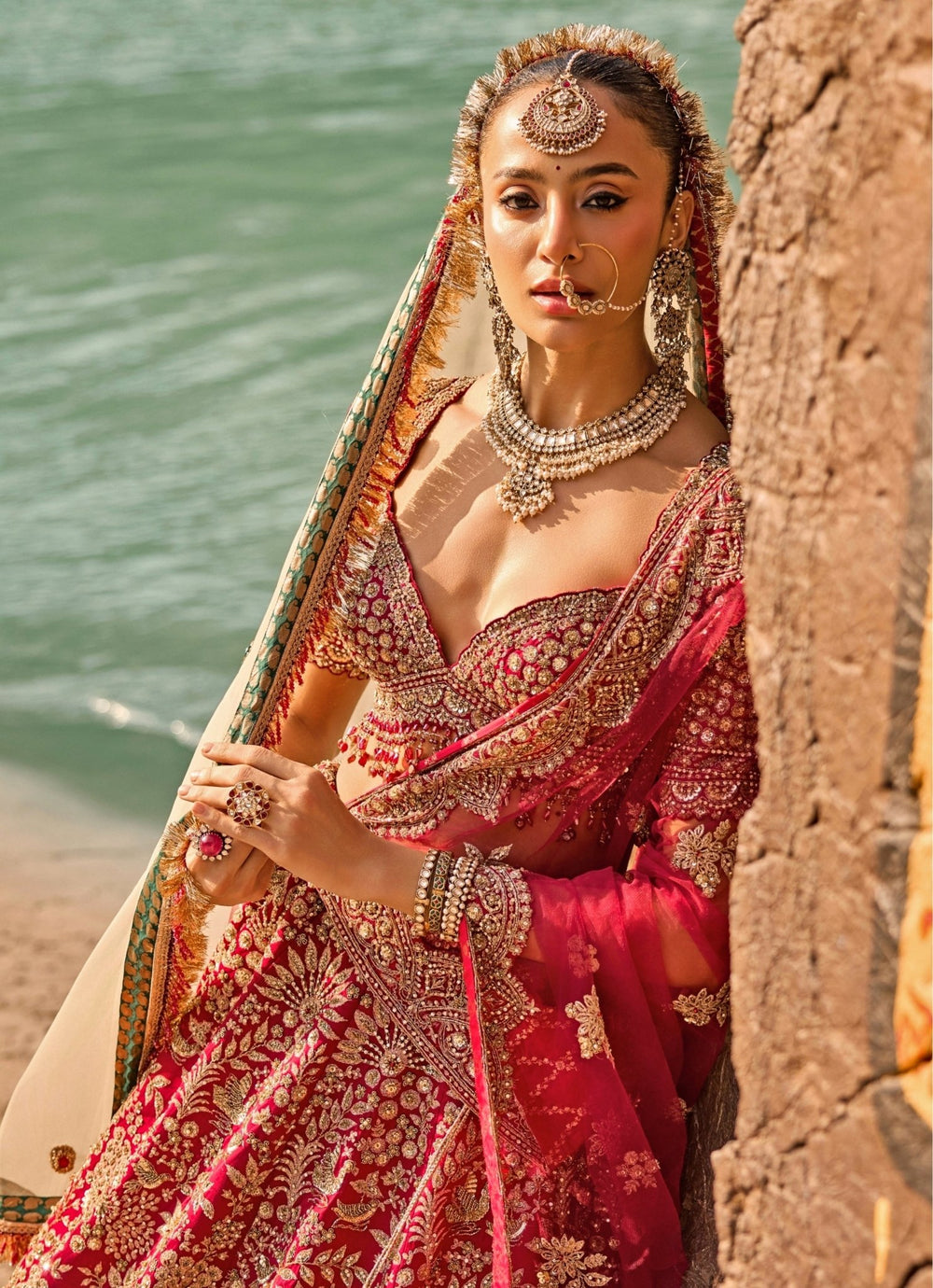 Nitika Gujral Royal Crimson Red Raw Silk Bridal Lehenga SetFabilicious Fashion