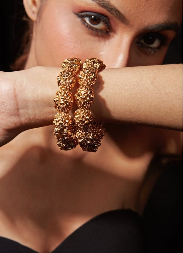 Royal Gold Plated Bangle Set Vivinia by Vidhi Mehra - Fabilicious Fashion