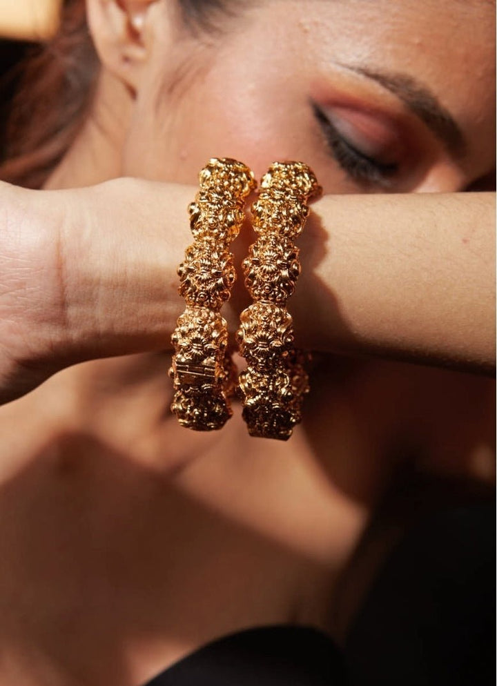 Royal Gold Plated Bangle Set Vivinia by Vidhi Mehra - Fabilicious Fashion