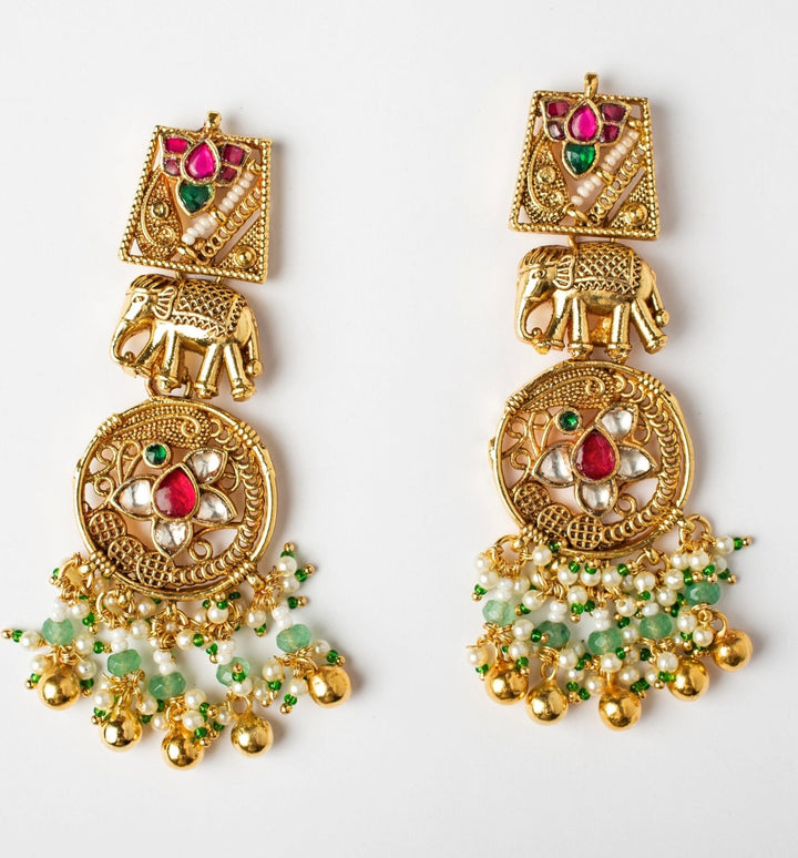 Royal Gold Plated Multicolour Beaded Necklace Set Vivinia by Vidhi Mehra - Fabilicious Fashion