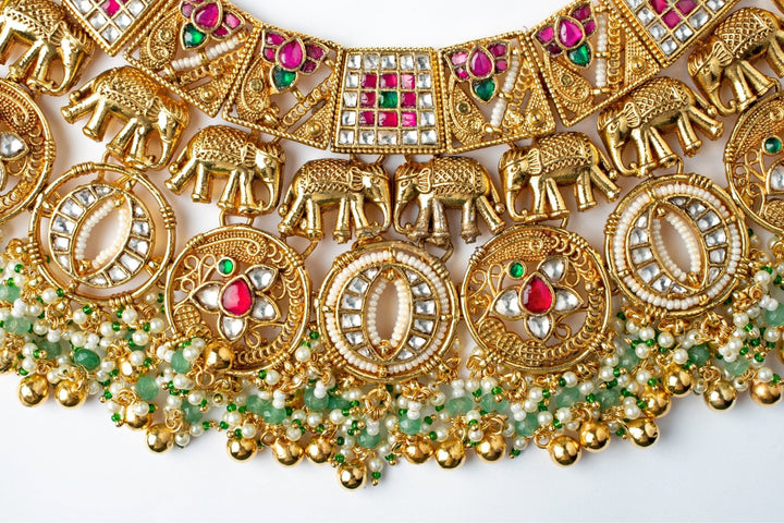 Royal Gold Plated Multicolour Beaded Necklace Set Vivinia by Vidhi Mehra - Fabilicious Fashion