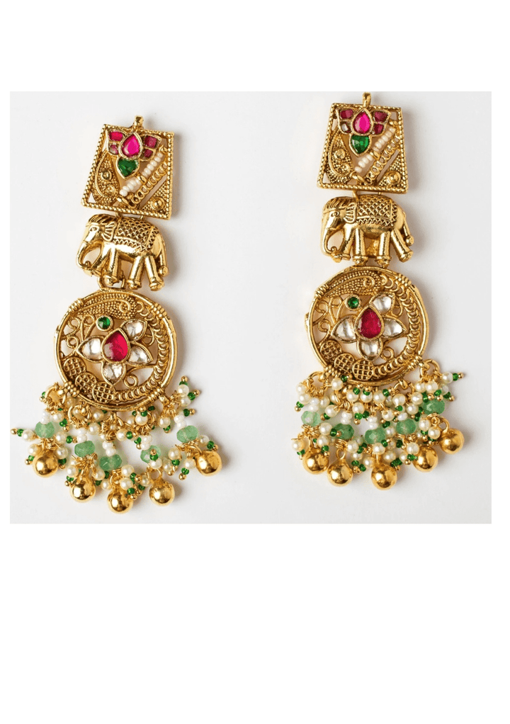 Royal Gold Plated Multicolour Beaded Necklace Set Vivinia by Vidhi Mehra - Fabilicious Fashion