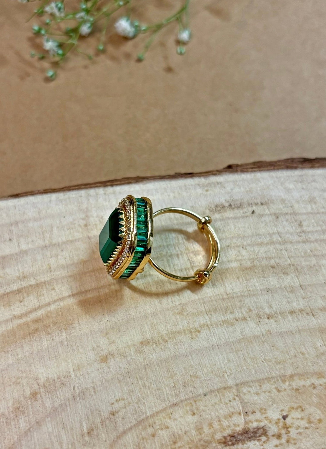 Naymee Royal Green Kundan RingFabilicious Fashion