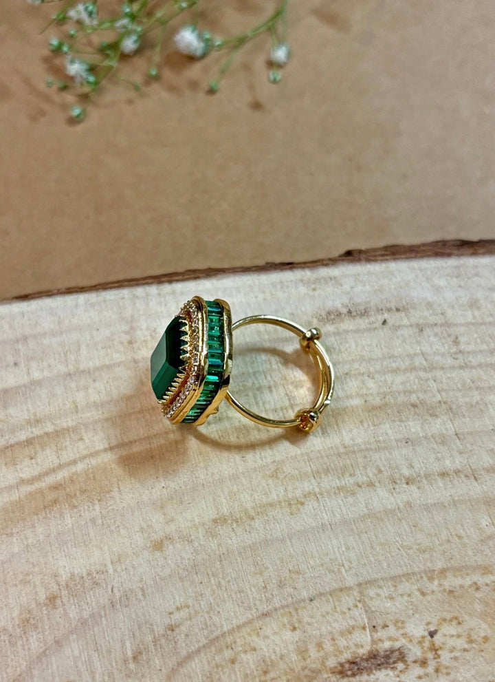 Naymee Royal Green Kundan RingFabilicious Fashion