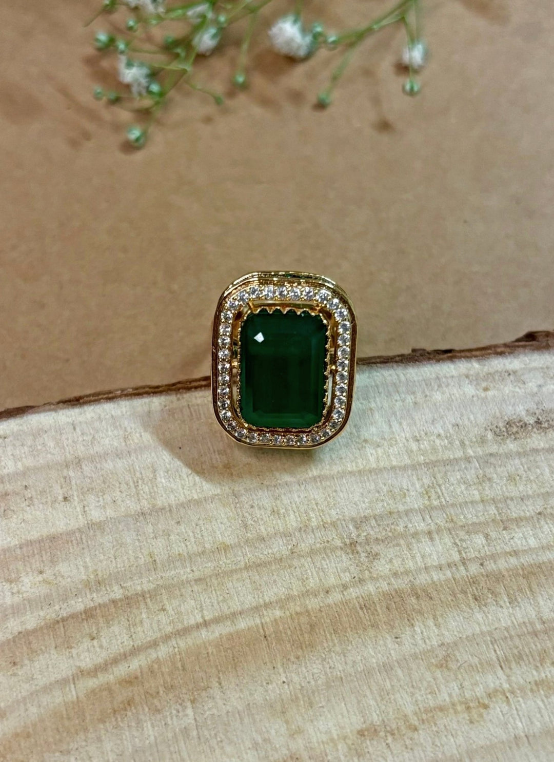 Naymee Royal Green Kundan RingFabilicious Fashion