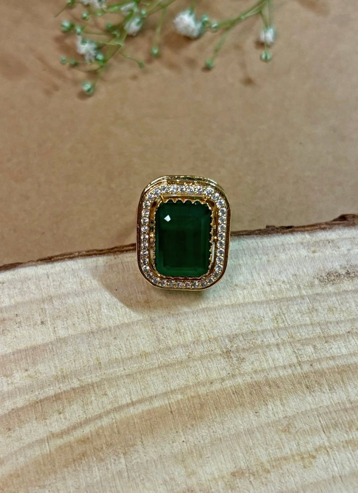 Naymee Royal Green Kundan RingFabilicious Fashion
