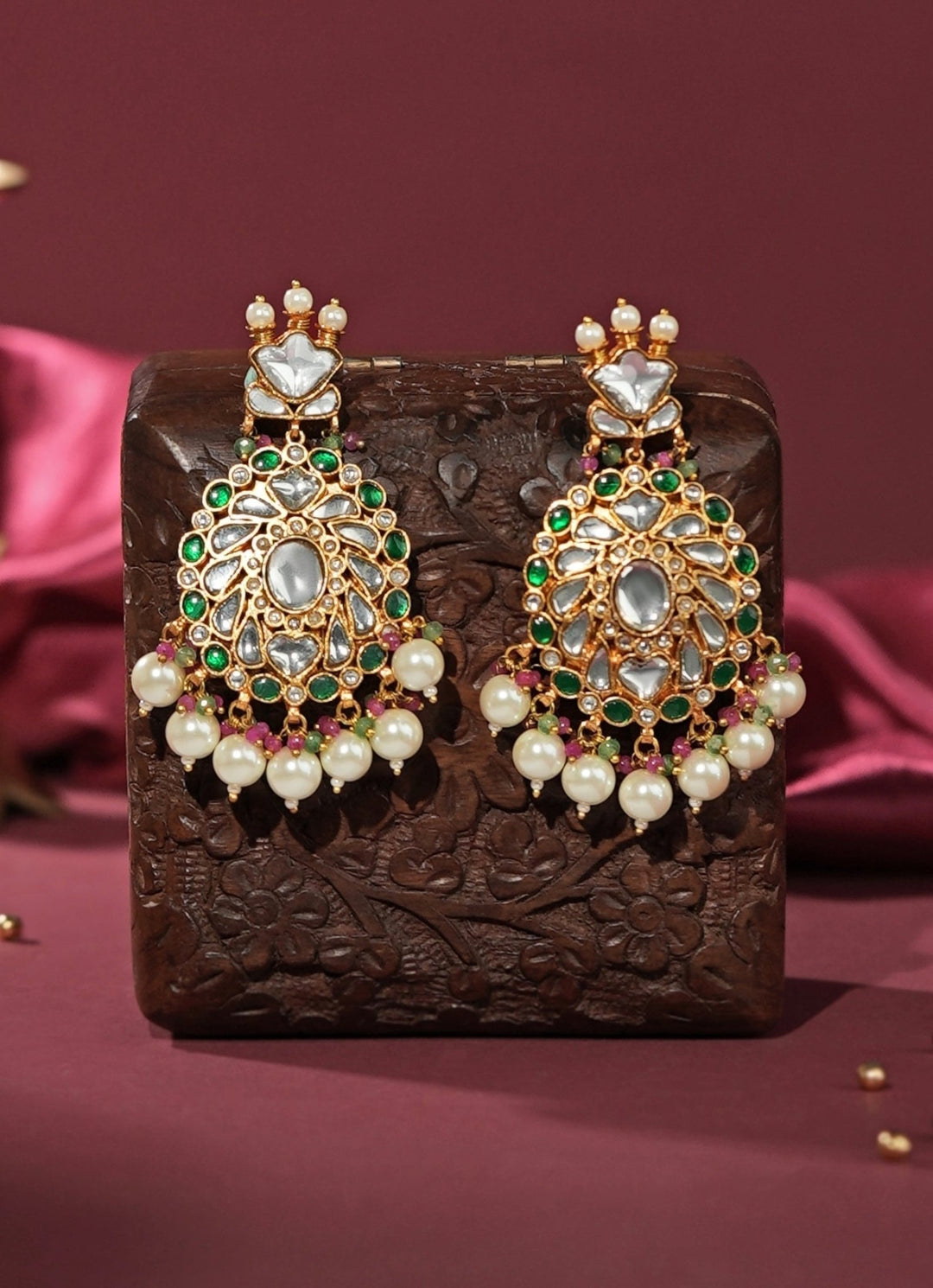 Royal Jadau Matte Gold Bridal Choker Set Riana Jewellery - Fabilicious Fashion