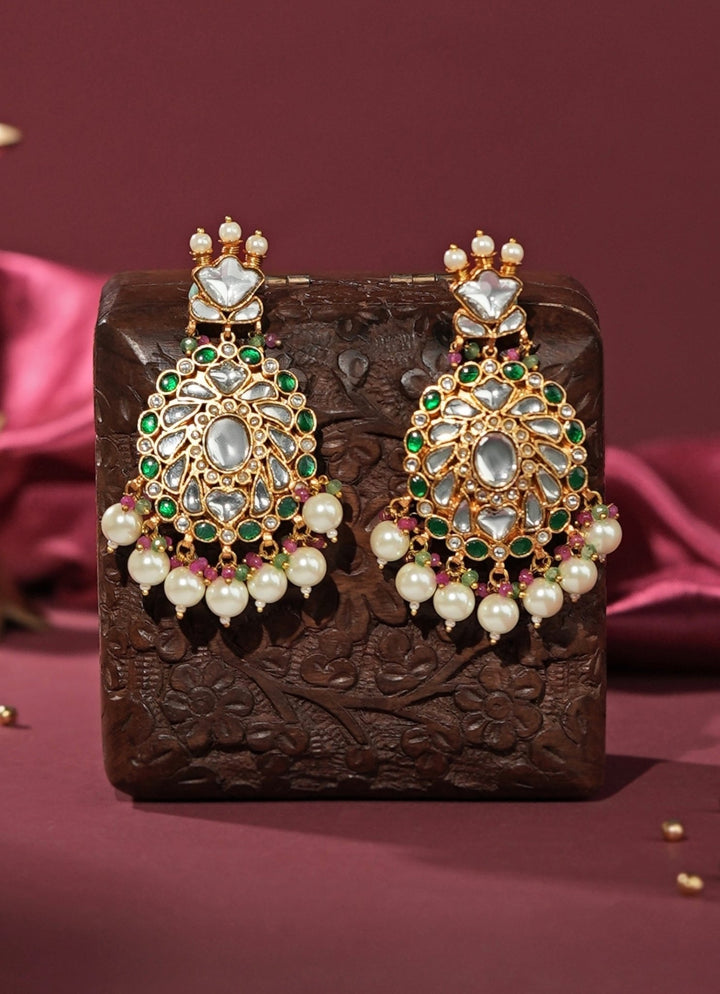 Royal Jadau Matte Gold Bridal Choker Set Riana Jewellery - Fabilicious Fashion