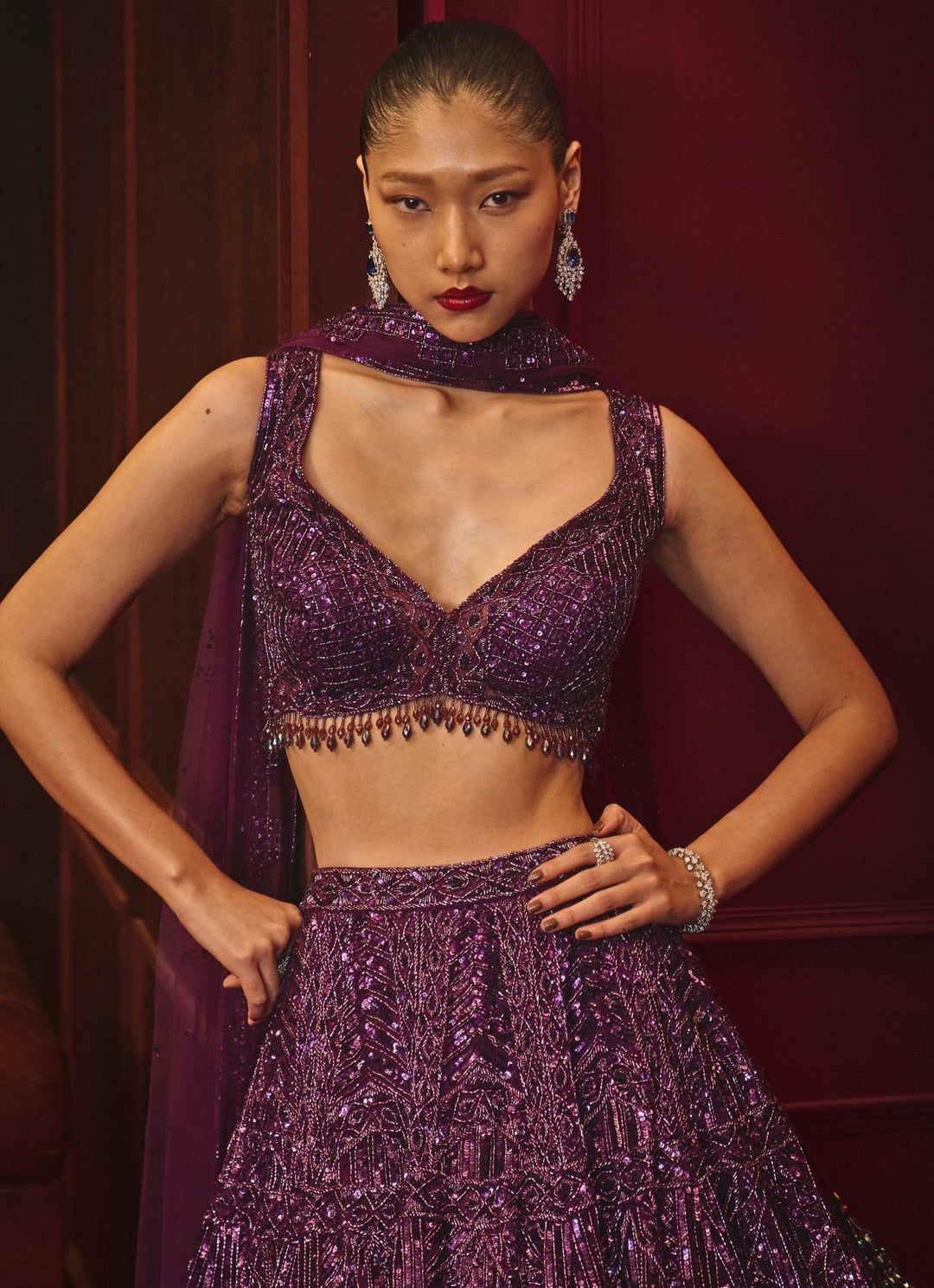 Angad Singh Royal Purple Soft Net LehengaFabilicious Fashion