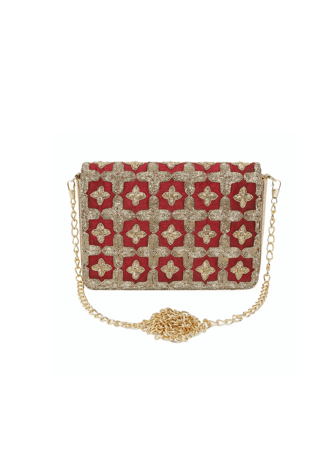 Royal Red and Gold Jaal Clutch The Purple Sack - Fabilicious Fashion