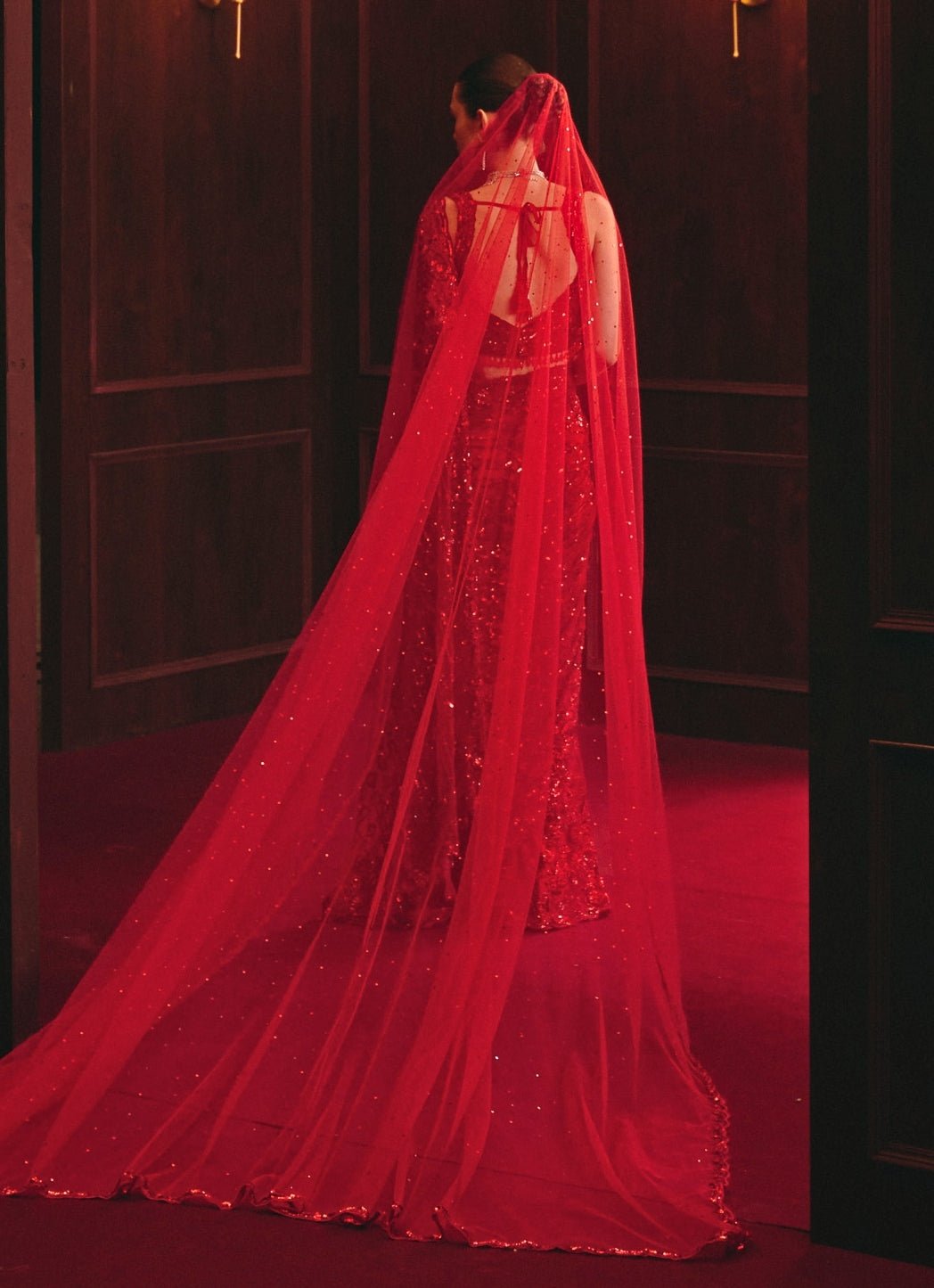Angad Singh Royal Red Embroidered Soft Net SareeFabilicious Fashion
