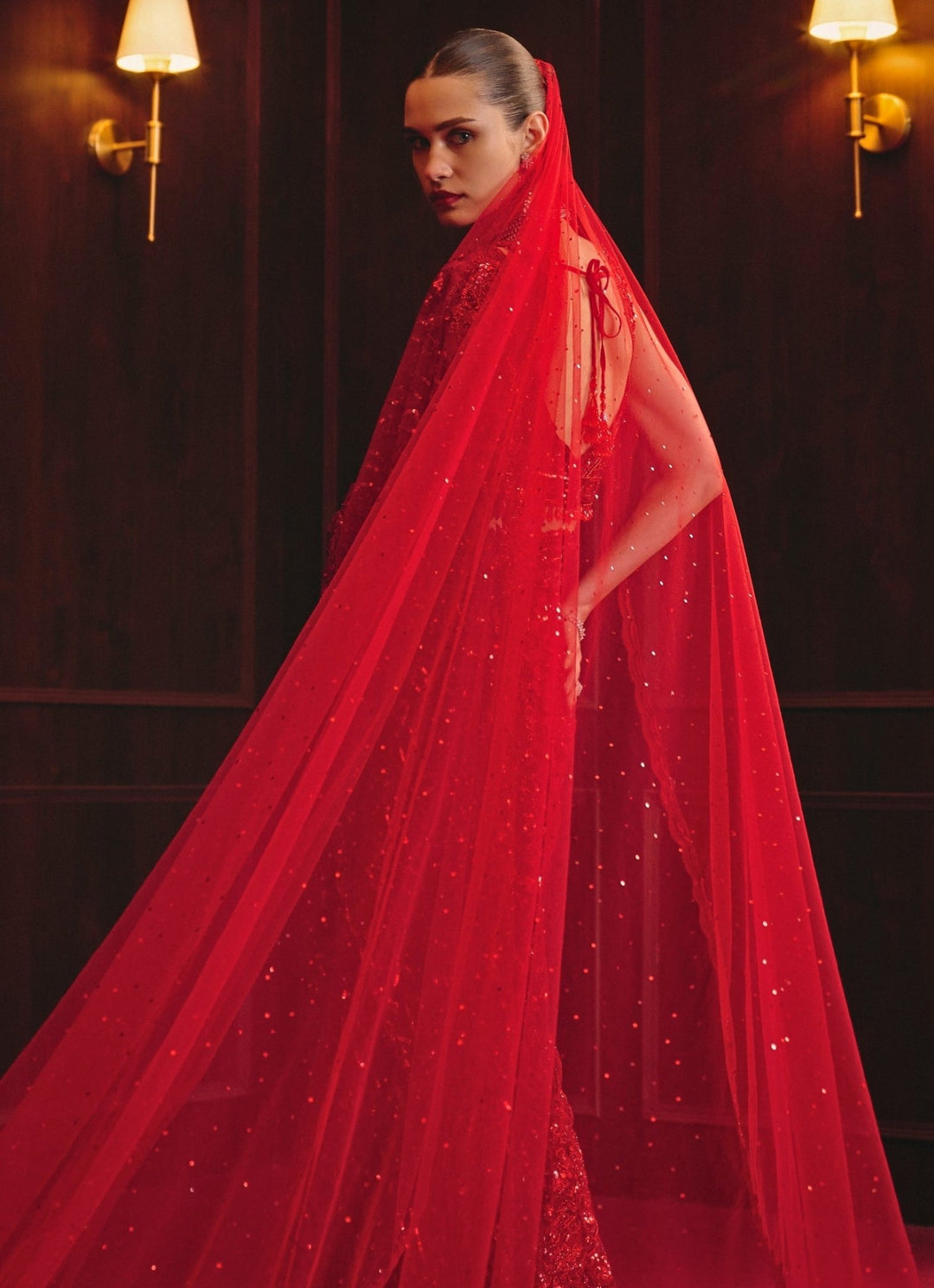 Angad Singh Royal Red Embroidered Soft Net SareeFabilicious Fashion