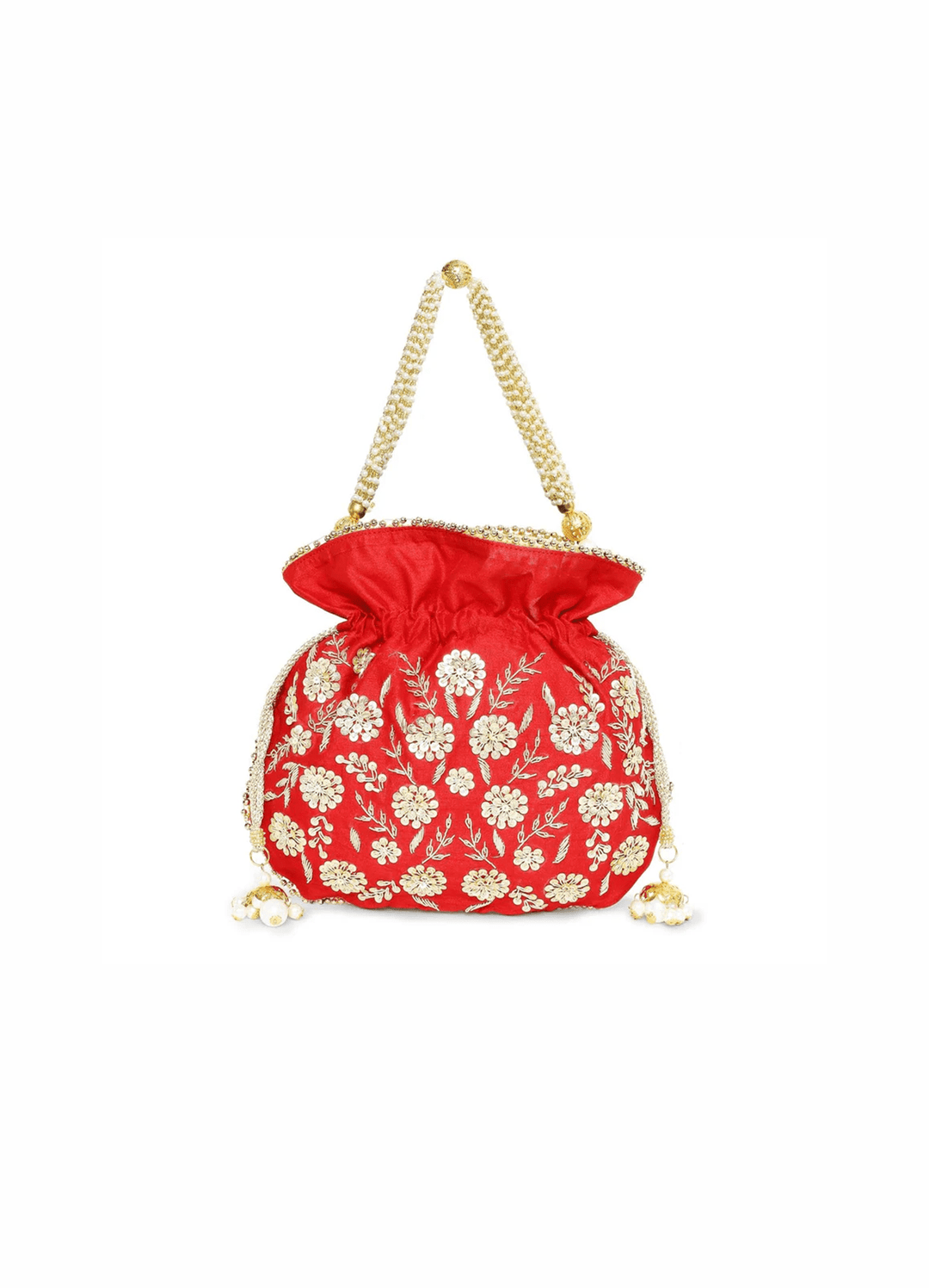 Royal Red Floral Potli The Purple Sack - Fabilicious Fashion