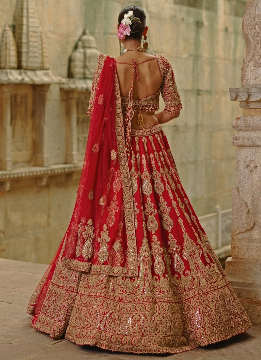 Royal Red Raw Silk Bridal Lehenga Set Nitika Gujral - Fabilicious Fashion