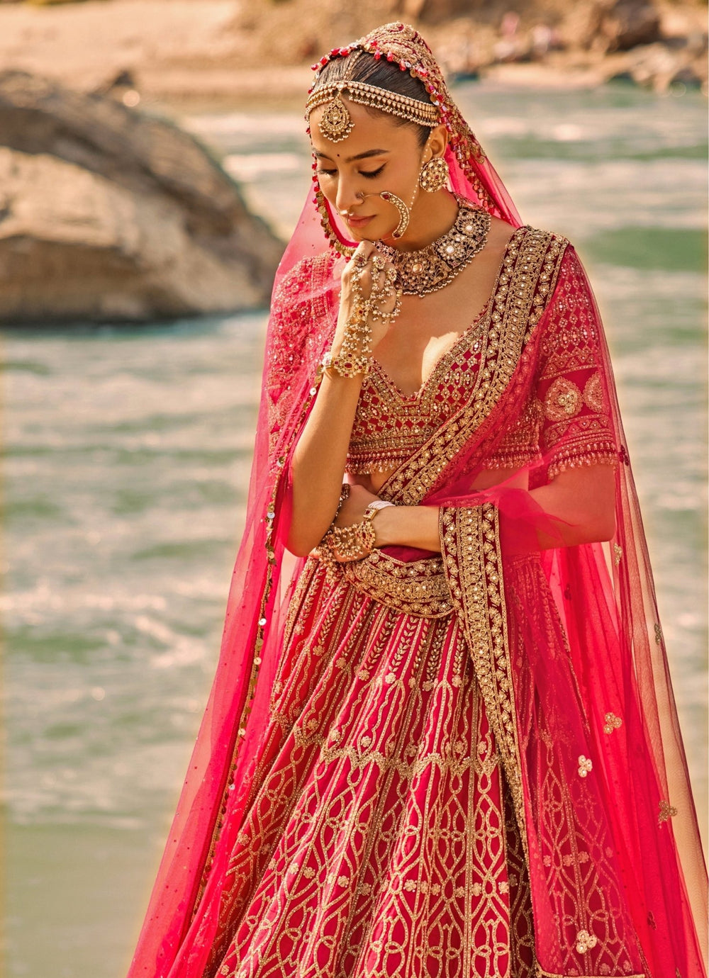Nitika Gujral Royal Red Raw Silk Bridal Lehenga SetFabilicious Fashion
