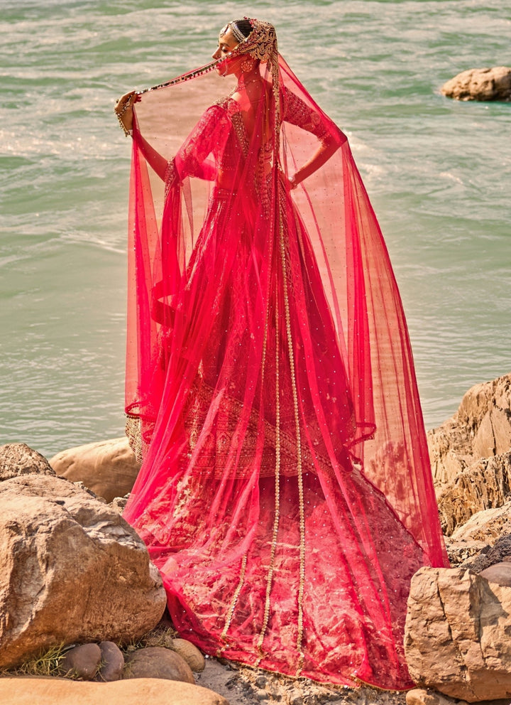 Nitika Gujral Royal Red Raw Silk Bridal Lehenga SetFabilicious Fashion
