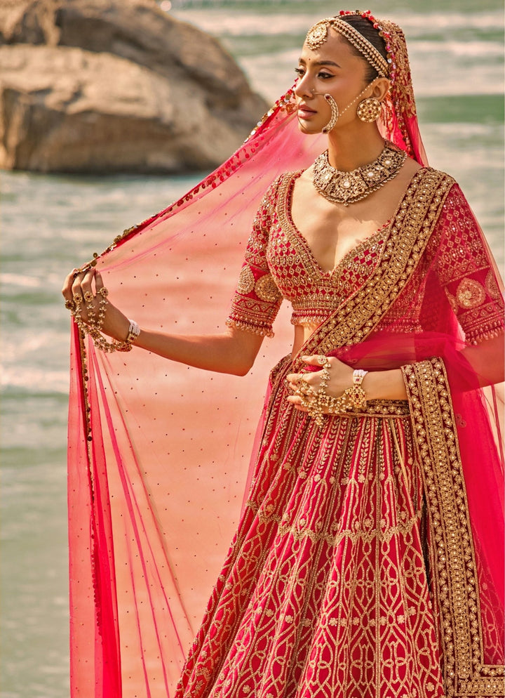 Nitika Gujral Royal Red Raw Silk Bridal Lehenga SetFabilicious Fashion