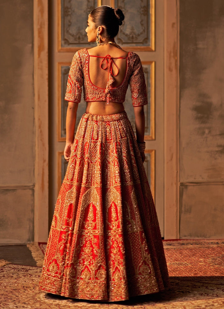 Angad Singh Royal Red Raw Silk Double Dupatta Lehenga SetFabilicious Fashion