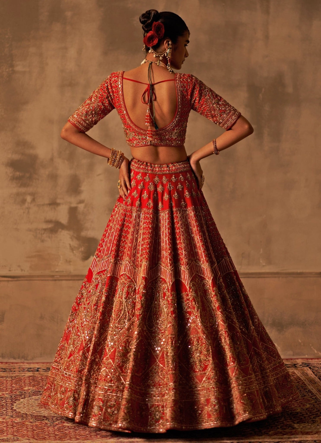 Royal Red Raw Silk Lehenga Set With Double Dupatta Angad Singh - Fabilicious Fashion