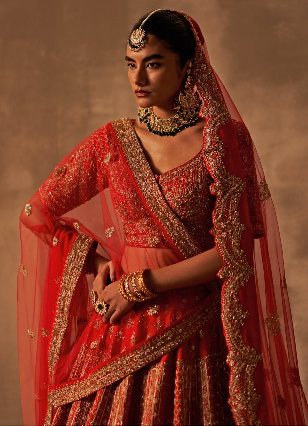 Royal Red Raw Silk Lehenga Set With Double Dupatta Angad Singh - Fabilicious Fashion