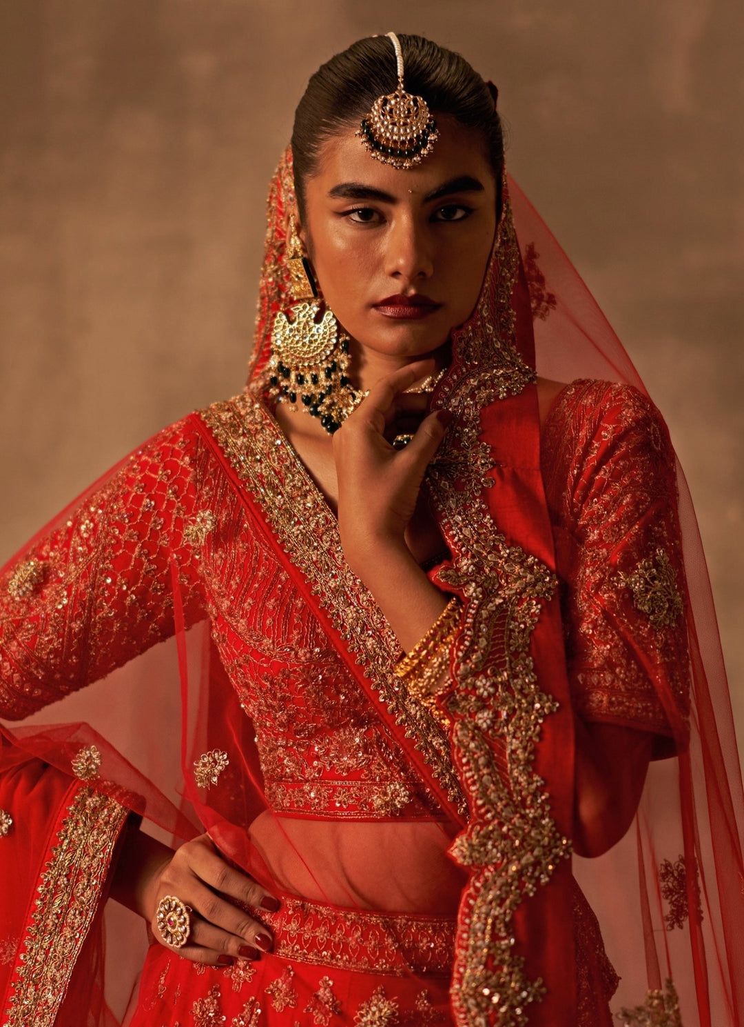 Royal Red Raw Silk Lehenga Set With Double Dupatta Angad Singh - Fabilicious Fashion