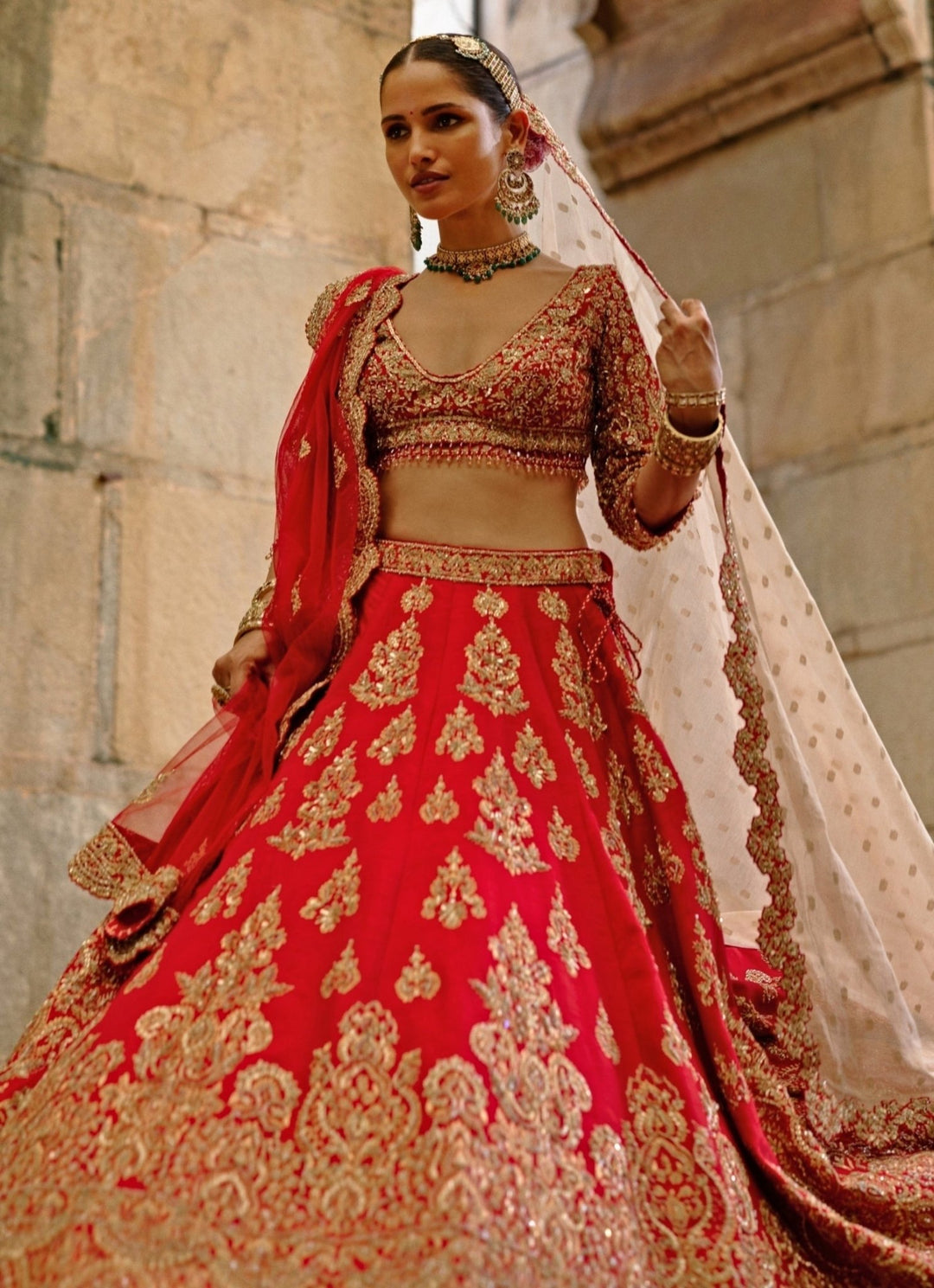 Royal Red Raw Silk Lehenga Set Nitika Gujral - Fabilicious Fashion