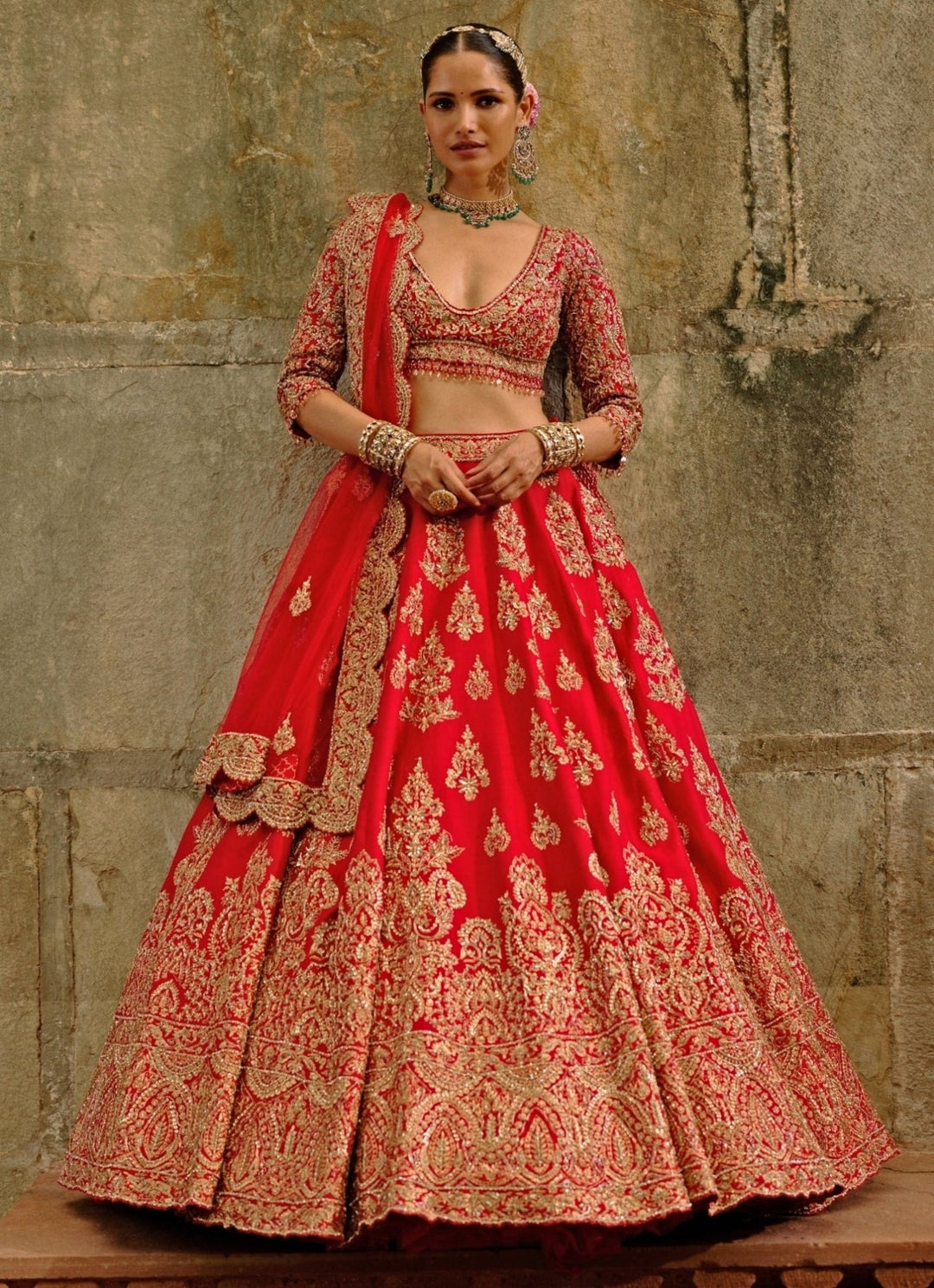 Royal Red Raw Silk Lehenga Set Nitika Gujral - Fabilicious Fashion