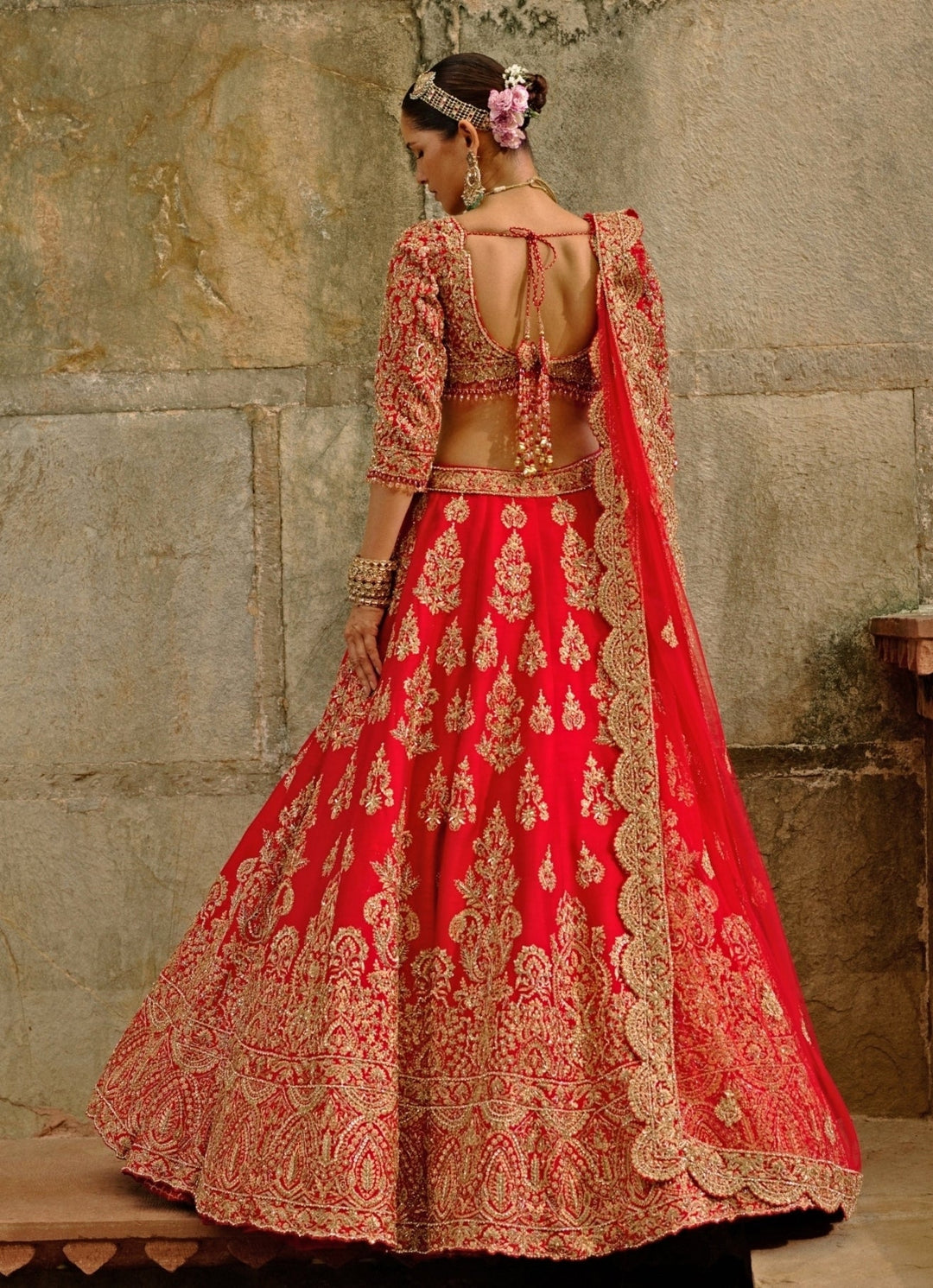 Royal Red Raw Silk Lehenga Set Nitika Gujral - Fabilicious Fashion