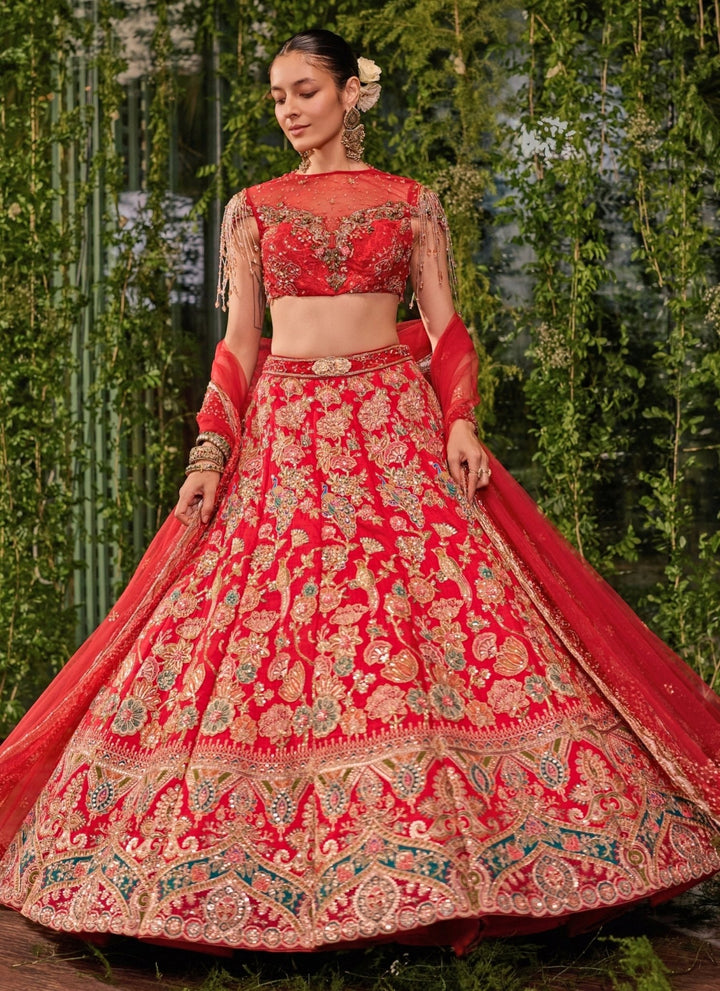 Jigar and Nikita Royal Red Silk Bridal Lehenga SetFabilicious Fashion