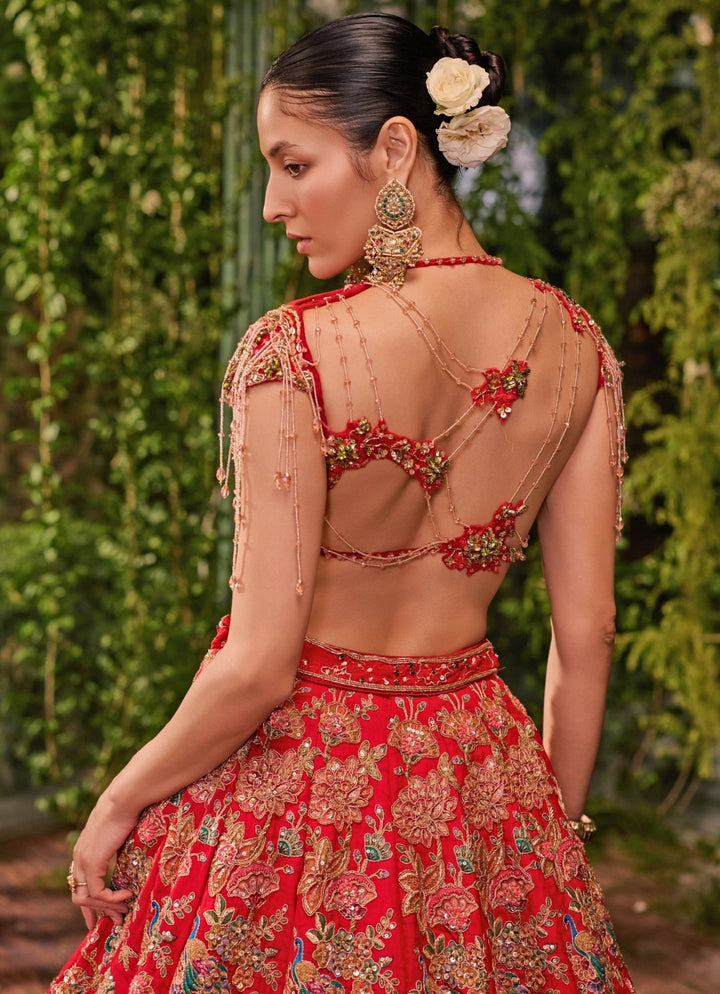 Jigar and Nikita Royal Red Silk Bridal Lehenga SetFabilicious Fashion