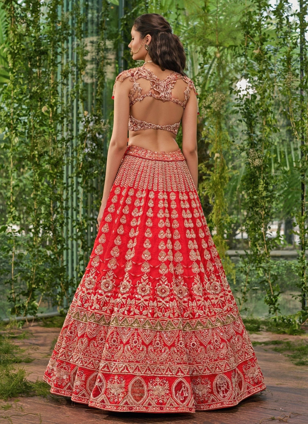 Jigar and Nikita Royal Red Silk Panelled Bridal Lehenga SetFabilicious Fashion